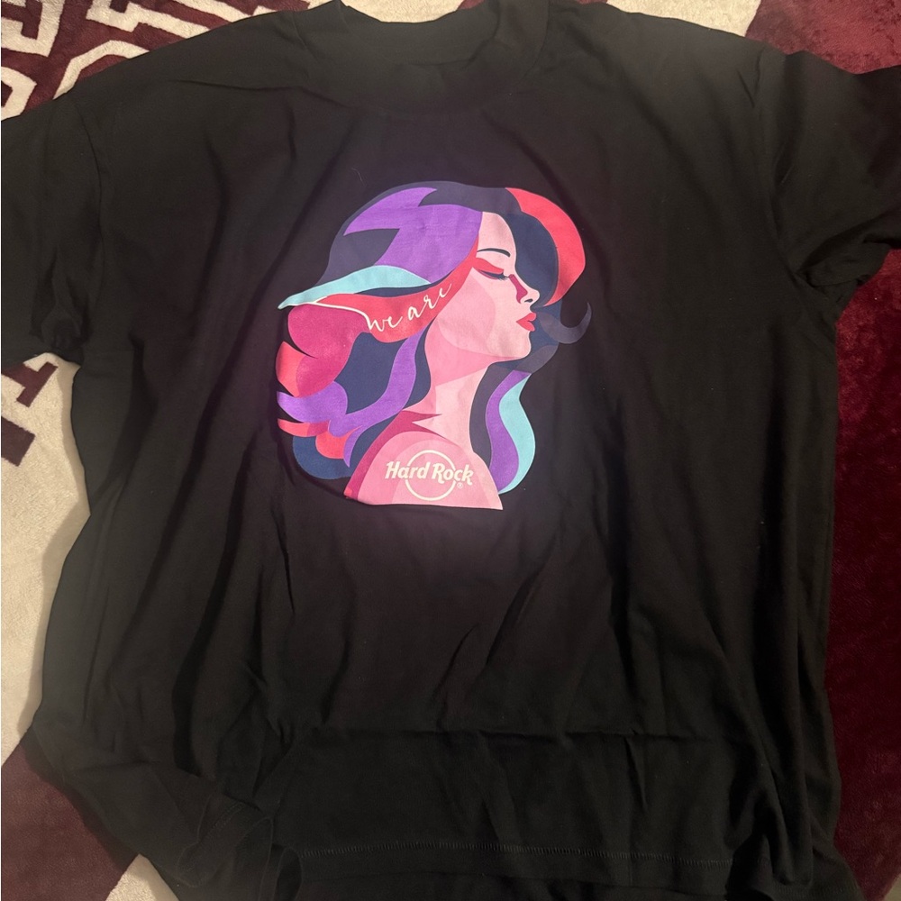 Hard Rock Cafe Black Tee with Colorful Female Portrait